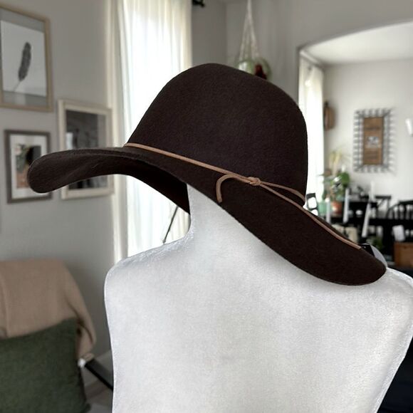 NWT Studio NYC 100% Wool Cowgirl Hat Brown Southern Western Ranch Warm Rustic - Picture 2 of 8